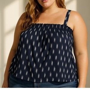 NWT Lane Bryant‎ Tank Top 18/20 Floral 100% Cotton Boho Peasant Coastal Nautical